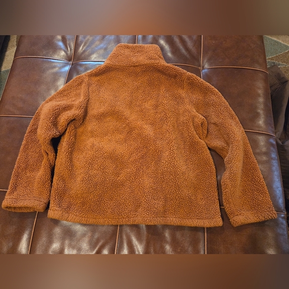 J.Crew Brown Fleece Pullover with Pink Accents Large - Picture 8 of 8